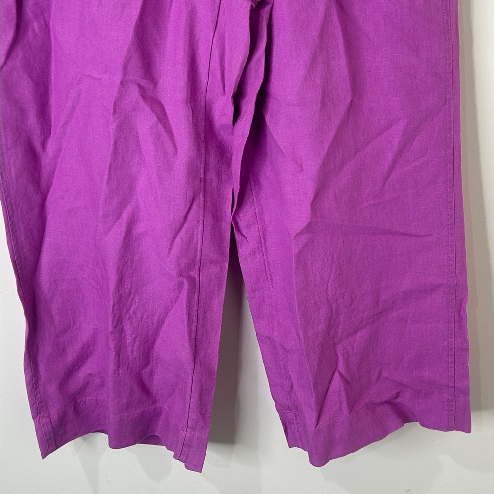 J. JILL LOVE LINEN Wild Orchid Lilac Wide Leg Cropped Pants Size Medium - Picture 11 of 16